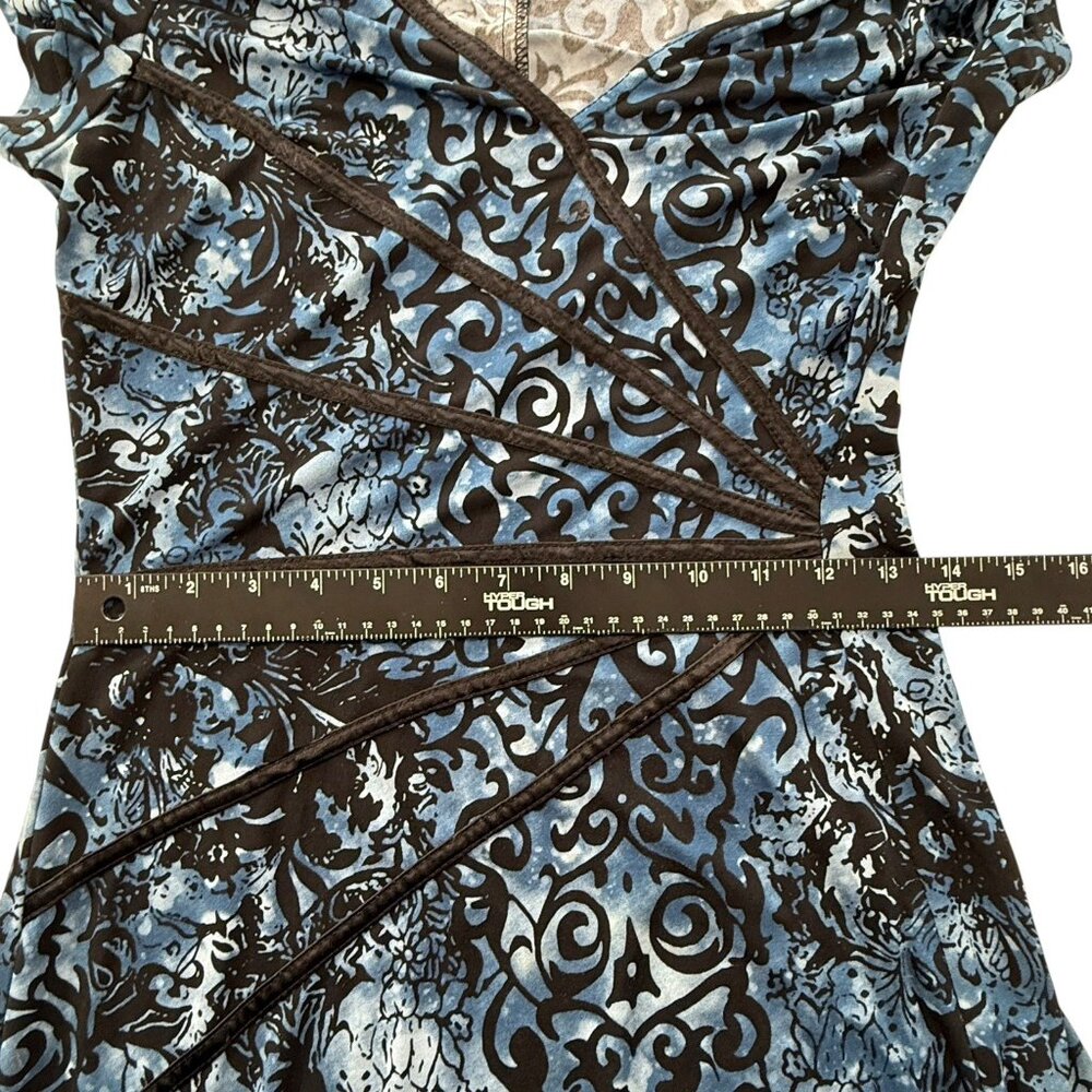 dressbarn Blue and Black Patterned Midi Dress - Picture 4 of 7